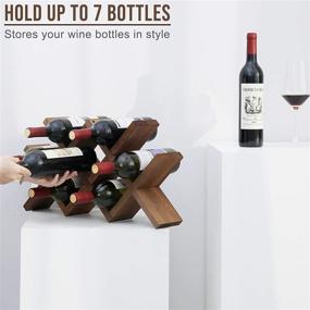 img 2 attached to 🍷 WELLAND Wood Countertop Wine Rack: Rustic Tabletop Holder for 7 Bottles, Easy Assembly – 21.25" W x 4" D x 11.5" H