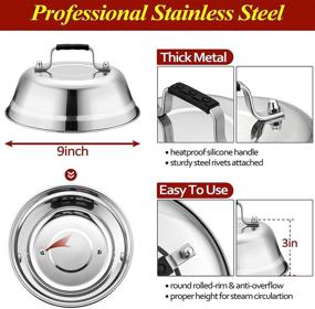 img 3 attached to 🧀 HaSteeL Cheese Melting Dome Set - 12Inch & 9Inch Stainless Steel Round Basting Covers for Flat Top Griddles, Grills, Teppanyaki BBQ - Indoor & Outdoor Cooking Accessories - 3 Pack