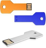 🔑 kootion 64gb usb флеш-накопители 3 штуки - металлические usb флеш-накопители в форме ключа, емкость 2.0 - водонепроницаемый usb флеш-накопитель, загружаемый путем вставки - набор из 3 штук (синий, серебряный, золотой, 64 гб) логотип