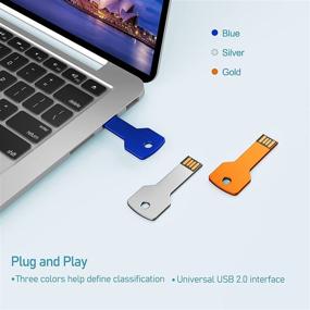 img 2 attached to 🔑 KOOTION 64GB USB флеш-накопители 3 штуки - Металлические USB флеш-накопители в форме ключа, емкость 2.0 - Водонепроницаемый USB флеш-накопитель, загружаемый путем вставки - Набор из 3 штук (синий, серебряный, золотой, 64 ГБ)