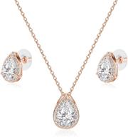 💎 cz teardrop necklace and stud earrings set – 14k white gold plated wedding jewelry for brides logo