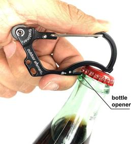 img 2 attached to Custom Etched Firebiner by OUTDOOR ELEMENT: Souvenir Keychain Emergency Tool with Fire Starter, Carabiner, Bottle Opener, and Multi Tool