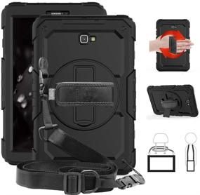 img 4 attached to 📱 CLARKCAS Samsung Galaxy Tab A 10.1 Case 2016 SM-T580/T585 - Screen Protector - Kids Shockproof Rugged Cover - Pencil Holder - Black