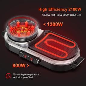 img 1 attached to Versatile 2-in-1 Electric Hotpot Hot Pot with Grill 🍲 - Korean BBQ & Shabu Shabu Combo for Indoor/Outdoor Parties