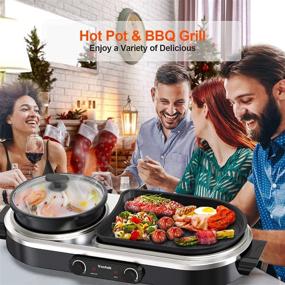 img 3 attached to Versatile 2-in-1 Electric Hotpot Hot Pot with Grill 🍲 - Korean BBQ & Shabu Shabu Combo for Indoor/Outdoor Parties