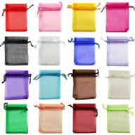 🎁 yueton 100 assorted color organza drawstring pouches for candy, jewelry, party, wedding favors - 3.5w x 4.5l inch logo