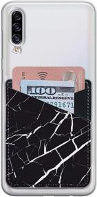 img 2 attached to 📱 Black Marble Stick on Wallet Pocket for Credit Cards – Adhesive Phone Card Holder for Back of Phone with 2 Slots Pouch – Compatible with iPhone, Android, and Most Smartphones