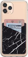 📱 black marble stick on wallet pocket for credit cards – adhesive phone card holder for back of phone with 2 slots pouch – compatible with iphone, android, and most smartphones logo