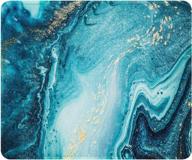 🖱️ blue marbling art rectangle mousepad - premium-textured mouse mat with stitched edge, waterproof & non-slip rubber base - customized for laptop, computer, pc gaming, office - 11.8×9.85 inches, by auhoahsil logo