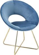🪑 стильное современное бархатное акцентное кресло canglong: голубое обитое стул для обеденных комнат с золотыми ножками - идеально подойдет для домашнего офиса, приемной и зон отдыха (ku-191336) логотип