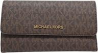 большой трехскладочный кошелек для женщин, michael kors jet set travel логотип