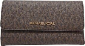 img 4 attached to Большой трехскладочный кошелек для женщин, Michael Kors Jet Set Travel