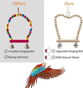 img 2 attached to Upgrade 8-Pack Bird Parrot Swing Chewing Toys with Bell, Creatiee Natural Wood Standing Hanging Hammock Bird Cage Toys for Small Parakeets, Cockatiels, Conures, Finches, Budgie, Macaws, Love Birds