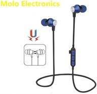 🎧 molo bluetooth headphones: ipx6 sweatproof, 10hrs battery, with mic - perfect for sports, running, gym - black (blue) logo