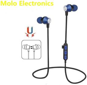img 4 attached to 🎧 Molo Bluetooth Headphones: IPX6 Sweatproof, 10Hrs Battery, with Mic - Perfect for Sports, Running, Gym - Black (Blue)