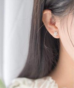 img 2 attached to ❄️ CZ Snowflake Stud Earrings: S925 Sterling Silver Clear Cubic Zirconia Jewelry for Women and Girls - Perfect Winter Flower Cartilage Traugs Ear Piercing Gift