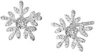 ❄️ cz snowflake stud earrings: s925 sterling silver clear cubic zirconia jewelry for women and girls - perfect winter flower cartilage traugs ear piercing gift logo