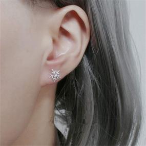 img 3 attached to ❄️ CZ Snowflake Stud Earrings: S925 Sterling Silver Clear Cubic Zirconia Jewelry for Women and Girls - Perfect Winter Flower Cartilage Traugs Ear Piercing Gift