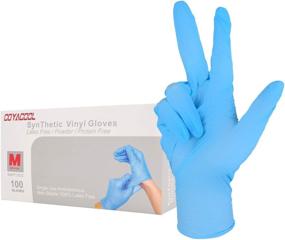 img 4 attached to 🧤 CoyaCool Disposable Latex-Free Gloves - Powder-Free, 4 Mil Thick Food-Grade Gloves, 100 Pc Medium Cleaning Gloves, Blue