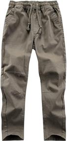 img 4 attached to 👖 Stylish WIYOSHY Solid Color Chino Pants for Boys with Drawstring Elastic Waist