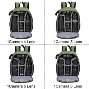 img 1 attached to Водонепроницаемый зеленый рюкзак-рюкзак для зеркальных фотоаппаратов DSLR SLR для беззеркальных камер/фотографов - совместим с объективами Nikon Canon Sony, штативом и аксессуарами. Идеально подходит для мужчин и женщин в фотографии.