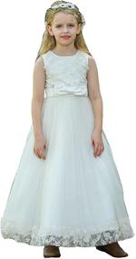 img 4 attached to 👗 Bow Dream 3D Flower Girl's Tulle Full Length Dress - Perfect for Weddings, Junior Bridesmaids, Evening Events, and Formal Occasions