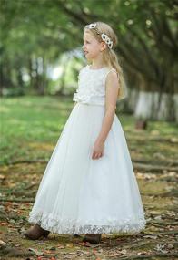 img 2 attached to 👗 Bow Dream 3D Flower Girl's Tulle Full Length Dress - Perfect for Weddings, Junior Bridesmaids, Evening Events, and Formal Occasions