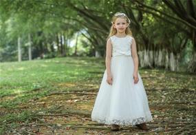 img 3 attached to 👗 Bow Dream 3D Flower Girl's Tulle Full Length Dress - Perfect for Weddings, Junior Bridesmaids, Evening Events, and Formal Occasions