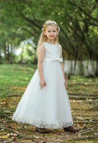img 1 attached to 👗 Bow Dream 3D Flower Girl's Tulle Full Length Dress - Perfect for Weddings, Junior Bridesmaids, Evening Events, and Formal Occasions