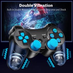 img 2 attached to 🎮 PS3 Controller 2 Pack Wireless Double Shock Gaming Controller with Motion Control - Sony Playstation 3 Compatible - Includes Charging Cord