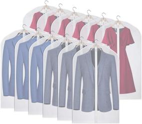 img 4 attached to 👕 Set of 12 Kntiwiwo Clear Garment Bag Suit Bags for Storage - Hanging Dust-Proof Clothes Cover Bag with Zipper for Suit, Coat, Dress Closet Clothes Storage-24” x 40”