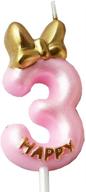 🎂 qqyl gold 3 candle birthday girl: pink third birthday cake topper for 3-year-old party, style7 number 3 candle & decoration logo