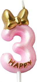img 4 attached to 🎂 QQYL Gold 3 Candle Birthday Girl: Pink Third Birthday Cake Topper for 3-Year-Old Party, Style7 Number 3 Candle & Decoration