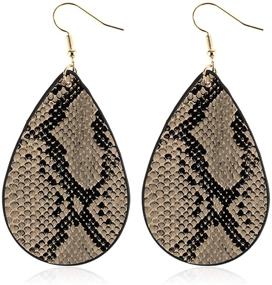 img 4 attached to Bohemian Lightweight Leather Geometric Earrings