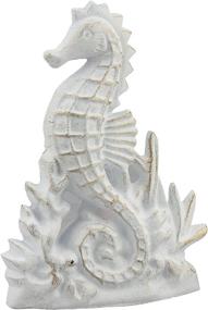 img 1 attached to SEO-оптимизированный дверной остановщик каменного пляжного домика Seahorse Stonebriar в белом и золотистом цвете из литого железа