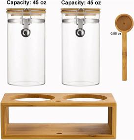 img 3 attached to ☕️ Yangbaga Glass Coffee Containers: Airtight 45 oz Bean Storage with Shelf, Clamp Lock and Bamboo Spoon - Large Capacity Food Storage Jar for Kitchen