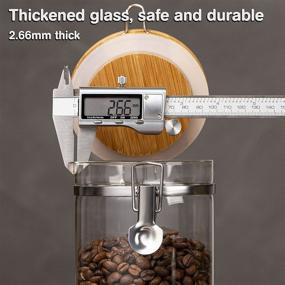 img 1 attached to ☕️ Yangbaga Glass Coffee Containers: Airtight 45 oz Bean Storage with Shelf, Clamp Lock and Bamboo Spoon - Large Capacity Food Storage Jar for Kitchen