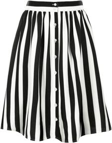 img 4 attached to 👗 Stylish and Versatile: Allegra Women's Stripes Button Elastic Skirts for Fashionable Women's Clothing