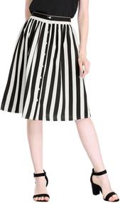 img 3 attached to 👗 Stylish and Versatile: Allegra Women's Stripes Button Elastic Skirts for Fashionable Women's Clothing