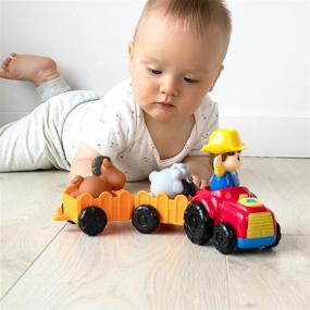 img 2 attached to 🚜 Interactive Tractor Toy Set with Farmer, Farm Animals, and Wagons: Press & Play for Animal Sounds and Melodies! Ideal Toddler Farm Pretend Play Gift for 18+ Months. Perfect Farm Toys for Babies!