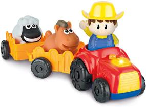 img 4 attached to 🚜 Интерактивный набор игрушек Трактор с фермером, фермерскими животными и вагонами: нажмите и играйте с животными звуками и мелодиями! Идеальный подарок для малышей от 18 месяцев. Отличные фермерские игрушки для младенцев!