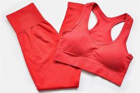 img 3 attached to Beaufident Women's Seamless Workout Set: Ribbed Sport Bra with High Waist Shorts Legging for Yoga Outfit Tracksuit