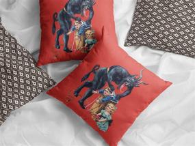 img 1 attached to 🎅 Vibrant Yaateeh Merry Christmas Krampus Red Throw Pillow Covers – Stunning 18x18 Inch Decorative Pillowcases for Home Sofa Bedroom Livingroom