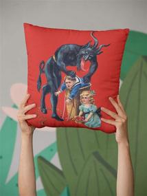 img 3 attached to 🎅 Vibrant Yaateeh Merry Christmas Krampus Red Throw Pillow Covers – Stunning 18x18 Inch Decorative Pillowcases for Home Sofa Bedroom Livingroom