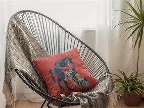 img 2 attached to 🎅 Vibrant Yaateeh Merry Christmas Krampus Red Throw Pillow Covers – Stunning 18x18 Inch Decorative Pillowcases for Home Sofa Bedroom Livingroom