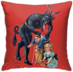 img 4 attached to 🎅 Vibrant Yaateeh Merry Christmas Krampus Red Throw Pillow Covers – Stunning 18x18 Inch Decorative Pillowcases for Home Sofa Bedroom Livingroom