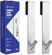 🚿 simtive extended shower door hooks: convenient over door hooks for frameless glass shower door - towel hooks, 7-inch, 2-pack, silver logo