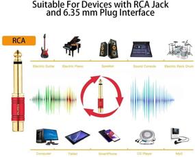 img 1 attached to 🔌 TISINO переходник RCA Female на 1/4, покрытый золотом чистой медью, переходник RCA на разъем четверть дюйма Jack TS Mono, аудио-разъем - упаковка 2 шт. разноцветная