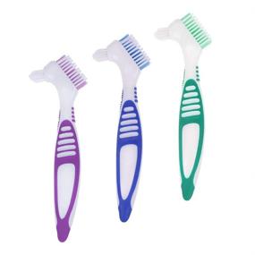 img 4 attached to 🦷 Denture Cleaning Brush Set - AUHOKY Premium Hygiene Denture Cleaner Toothbrush, 3-Piece False Teeth Brushes for Optimal Denture Care - Multi-Layered Bristles & Ergonomic Handle (3 Colors)