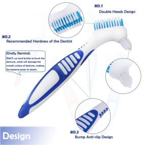 img 1 attached to 🦷 Denture Cleaning Brush Set - AUHOKY Premium Hygiene Denture Cleaner Toothbrush, 3-Piece False Teeth Brushes for Optimal Denture Care - Multi-Layered Bristles & Ergonomic Handle (3 Colors)